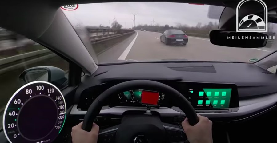 See VW Golf 8 Try To Keep Up With Porsche Panamera On The Autobahn